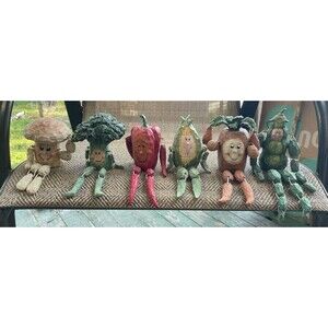 Vintage Anthropomorphic Vegetable Shelf Sitters Figurine Set 6